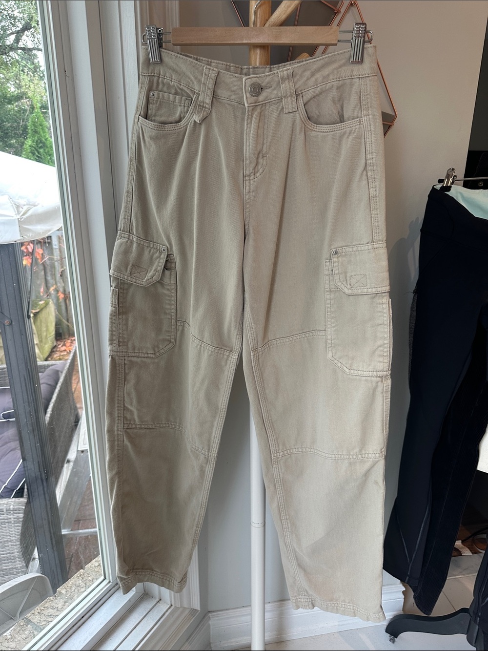 GARAGE Beige Tan Cargo Pants Jeans Barrel Leg Casual Utility Trousers Size 0